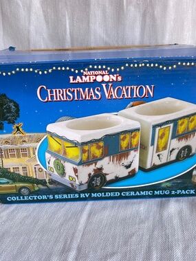 Christmas Vacation RV Molded Ceramic Mug 2-Pack - White/Blue